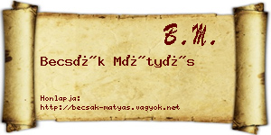 Becsák Mátyás névjegykártya